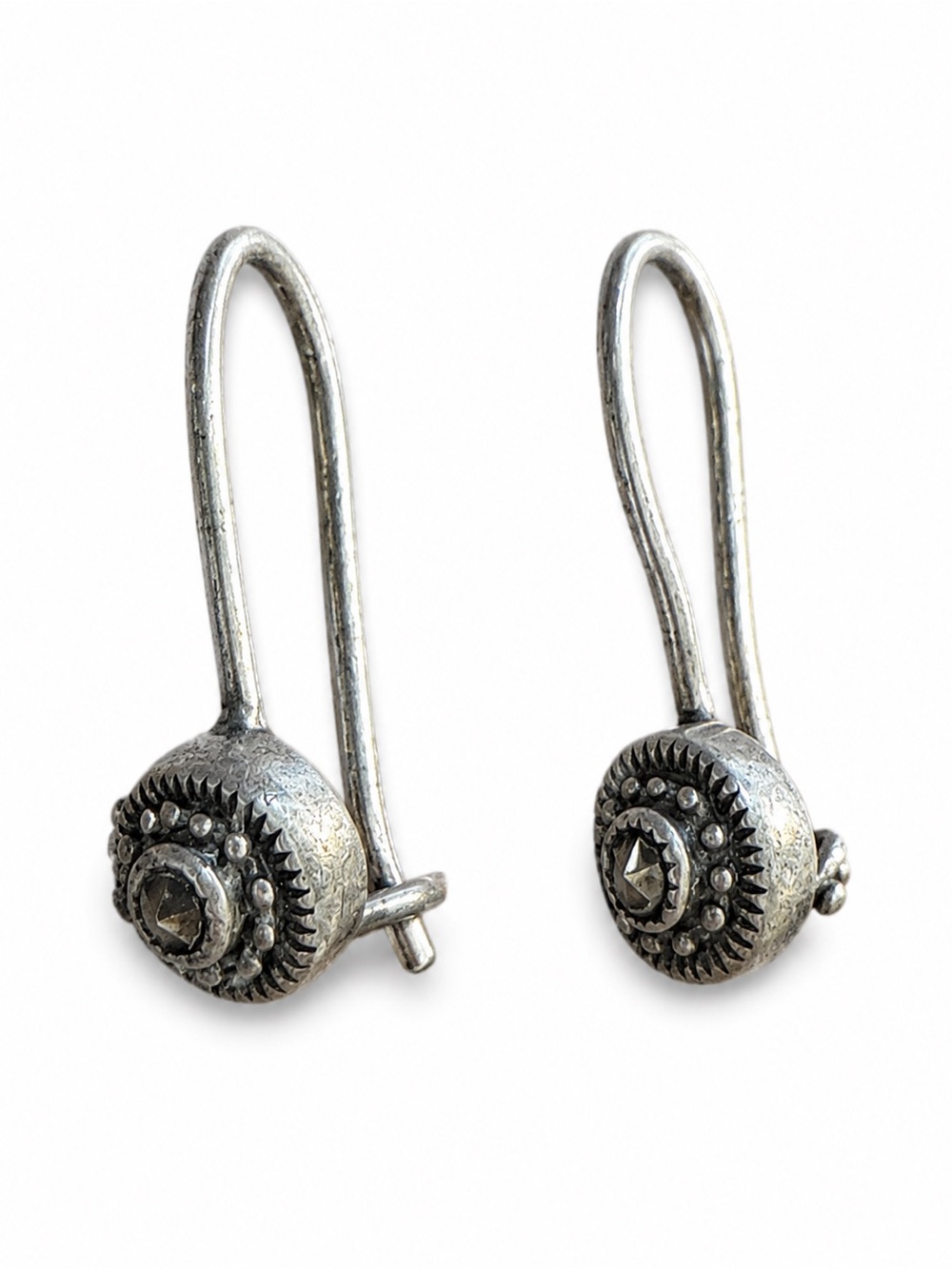 Vintage Sterling Silver Marcasite Leverback Earrings
